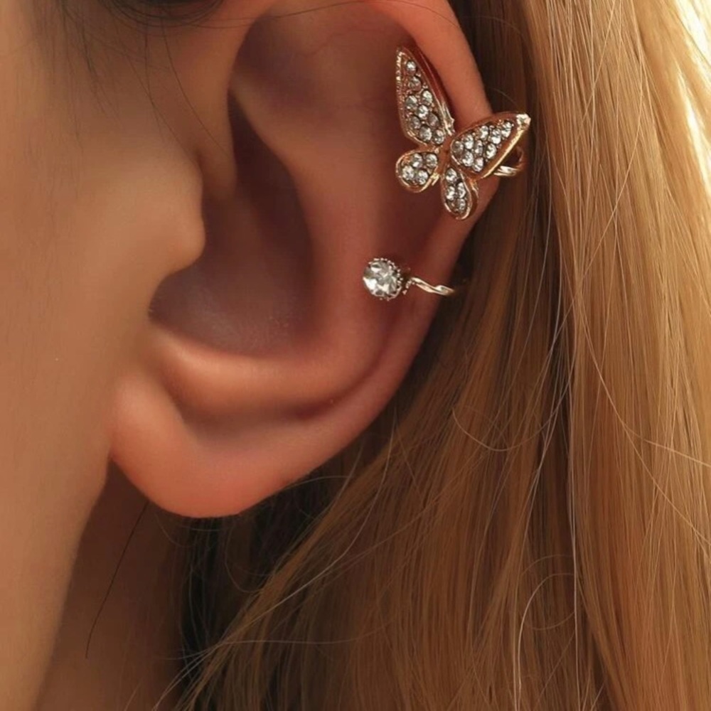 Rhinestone Butterfly Ear Cuff (1pc)